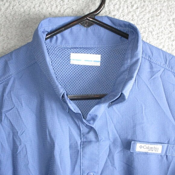 COLUMBIA WOMEN'S PFG L/S BUTTON VENTED FISHING SHIRT SMALL BLUE PURPLE POLYESTER - Picture 1 of 4